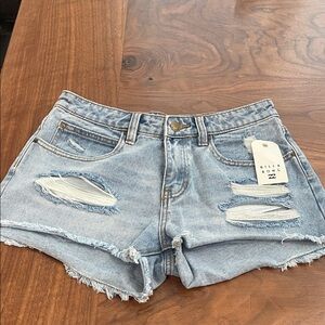 Billabong Women's Distressed Light Blue Jean Shorts